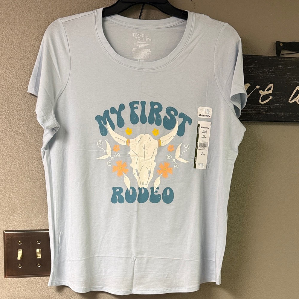 NEW Maternity Light Blue 'My First Rodeo' Graphic T-Shirt